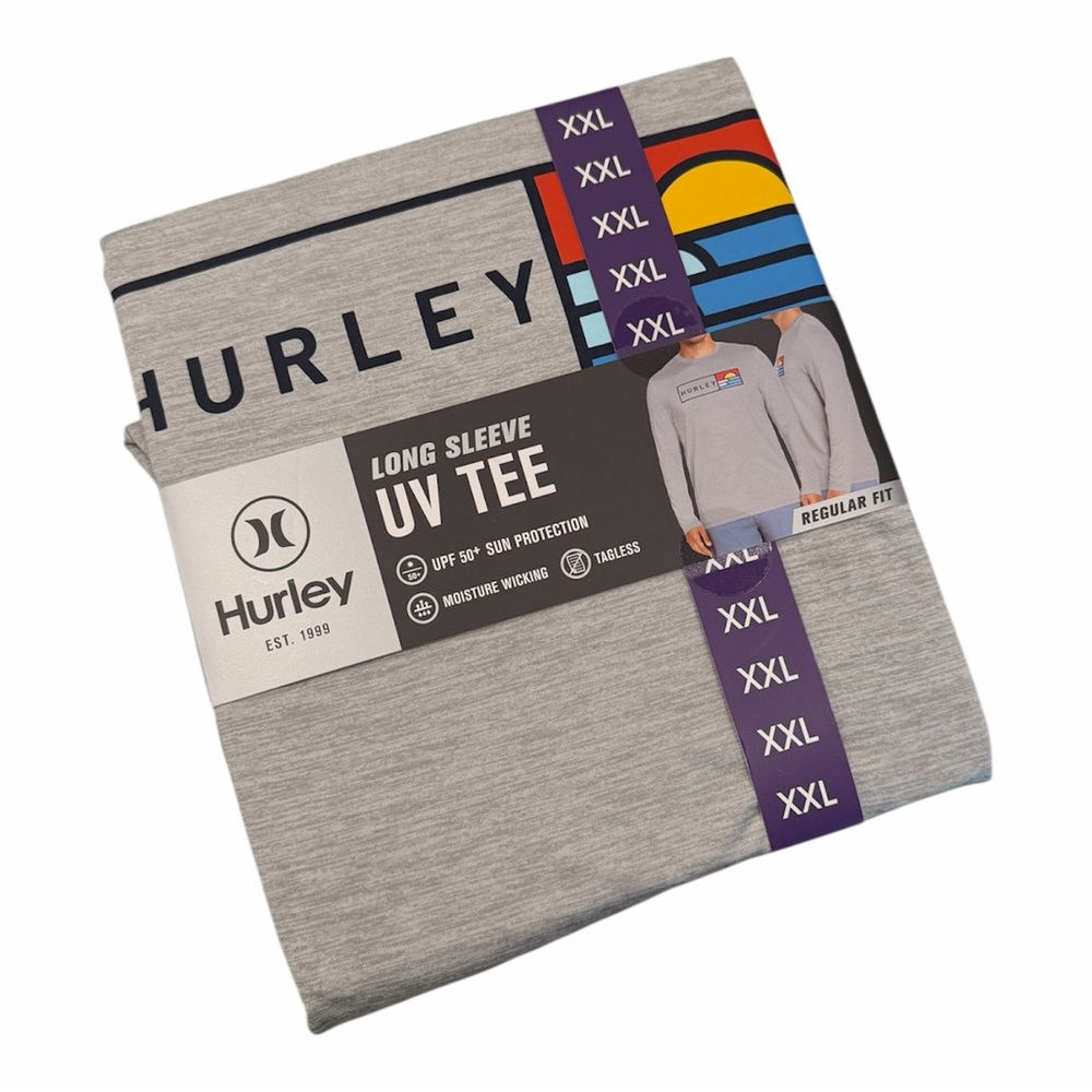 Hurley Long Sleeve UV Tee UPF 50+ Sun Protection Tagless NWT Men's XXL BRAND NEW